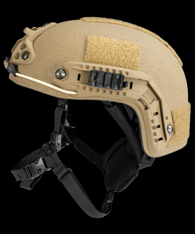operator elite helmet side view in tan